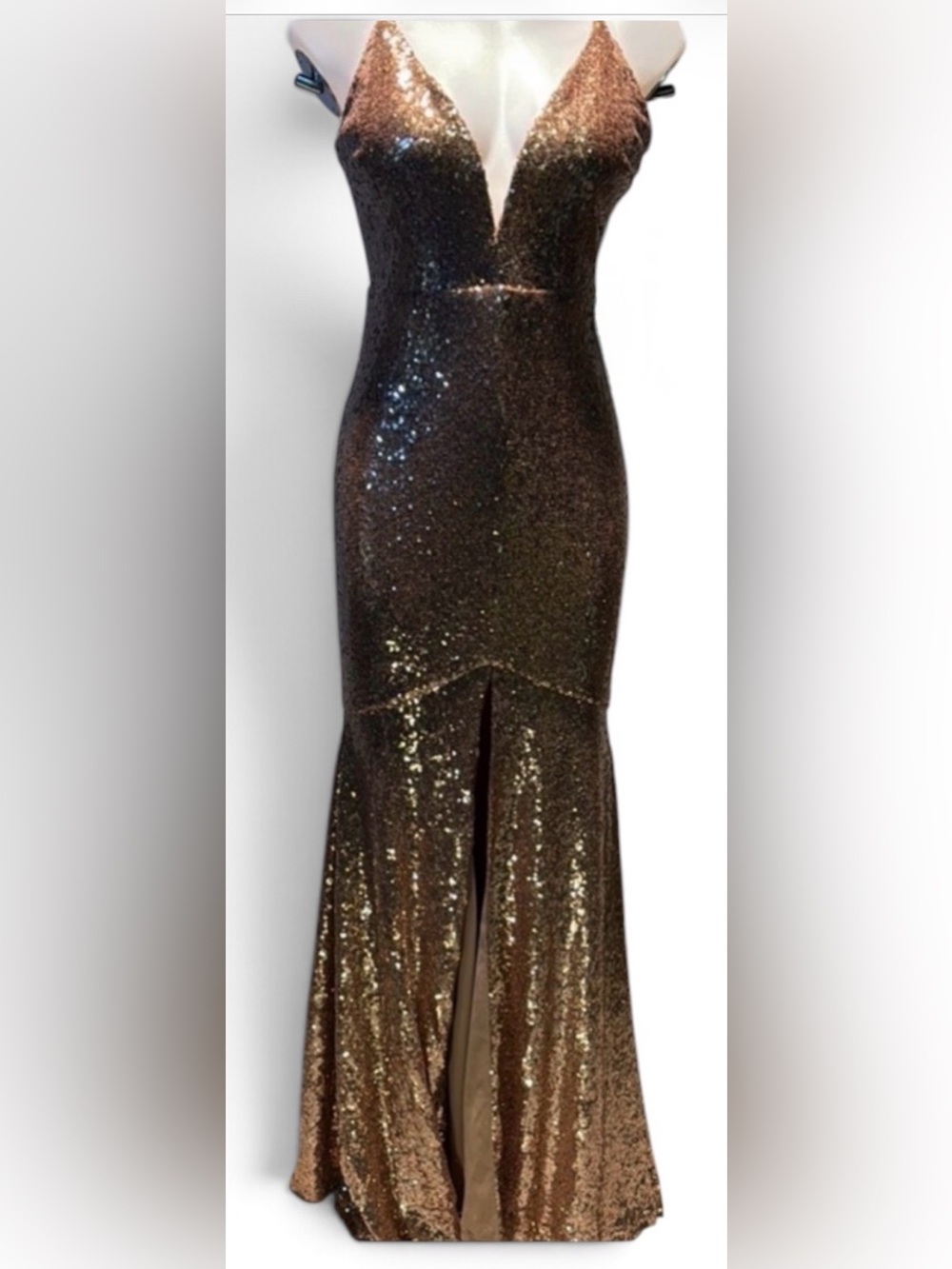 Sequin Evening Gown in Bronze
